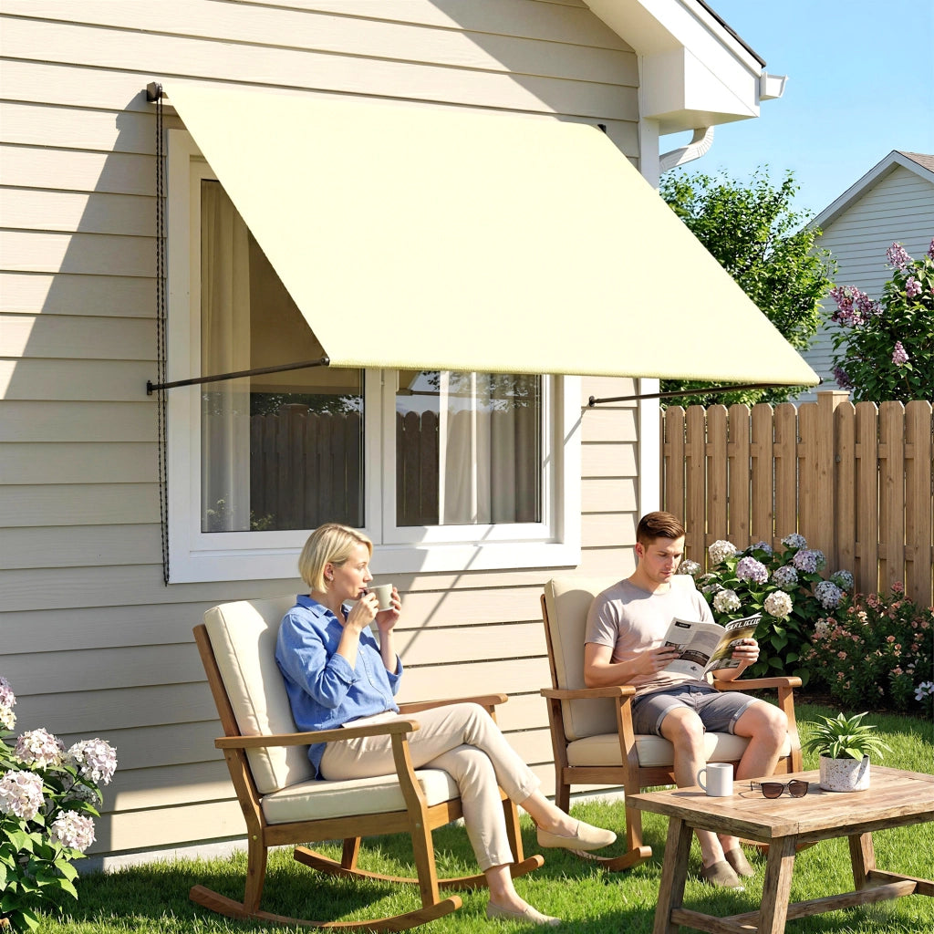 Tenda da sole retrattile manuale ¨C zephmum ¨C 150x116 cm crema alluminio poliestere