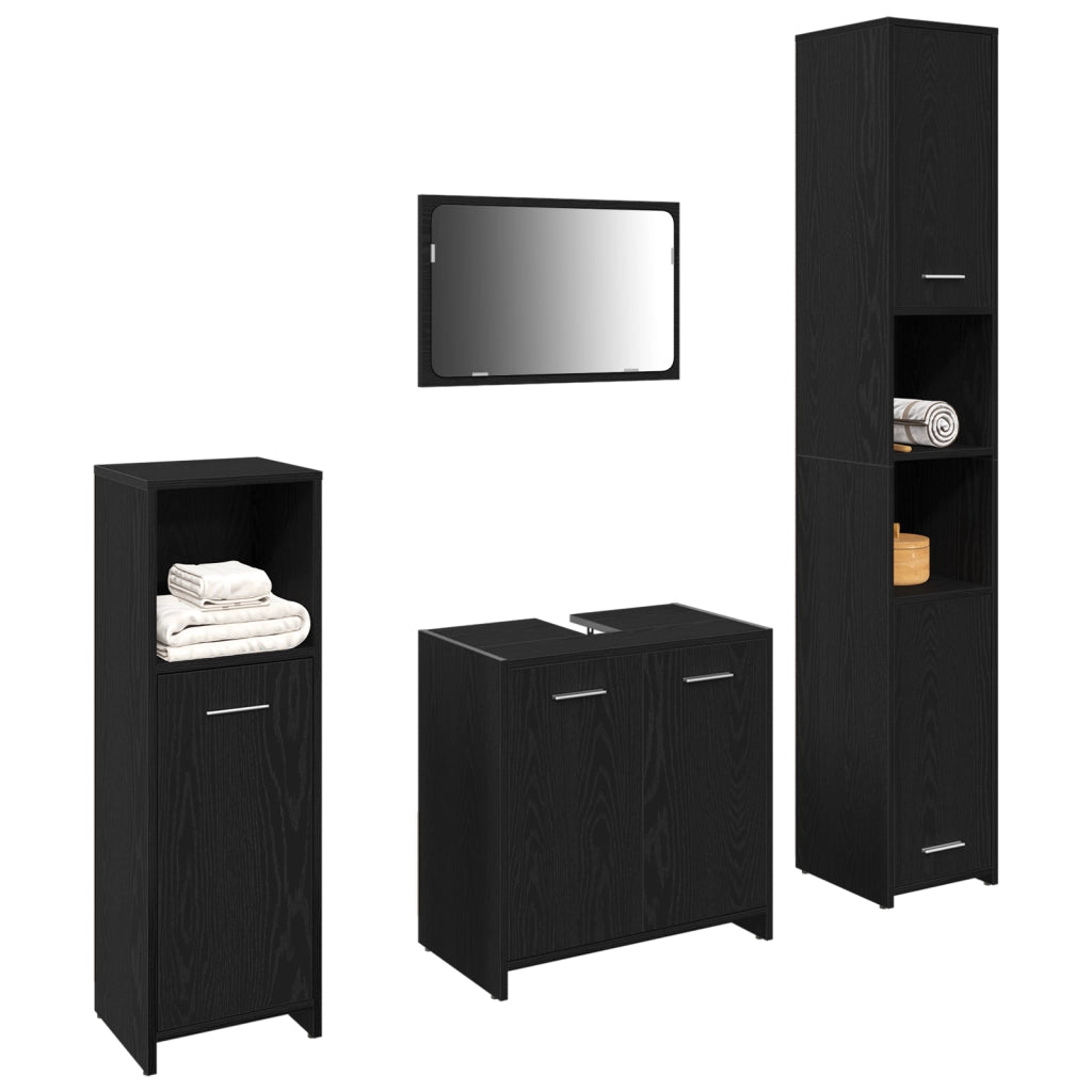 Set di Mobili da Bagno in Rovere Nero in Legno Ingegnerizzato