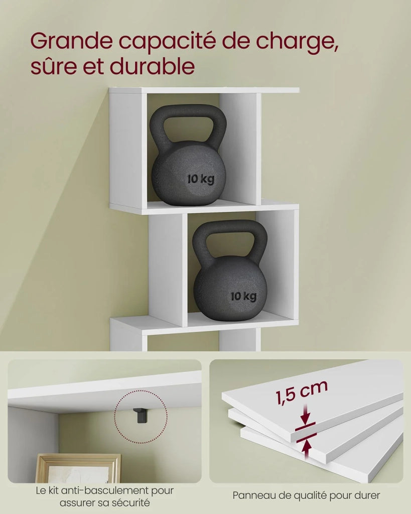 Libreria moderna a 6 ripiani mobile contenitore 24 x 40 x 159 cm divisorio per soggiorno camera da letto ufficio bianco 12_0004226