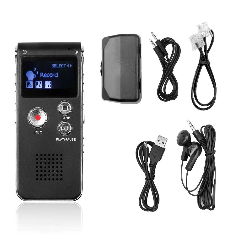 REGISTRATORE VOCALE DIGITALE PORTATILE LETTORE MP3 WAV USB AUDIO 8GB Q-LY77