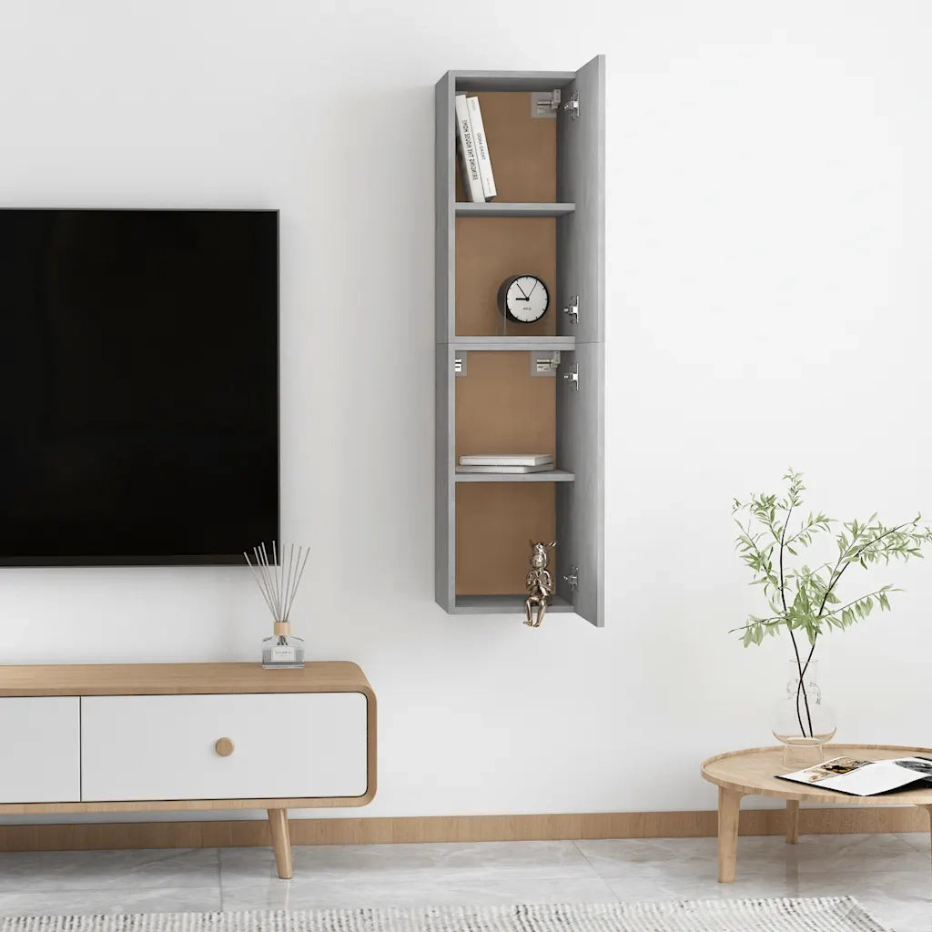 Mobili TV Grigio Cemento 2 pz 30,5x30x60 cm in Truciolato
