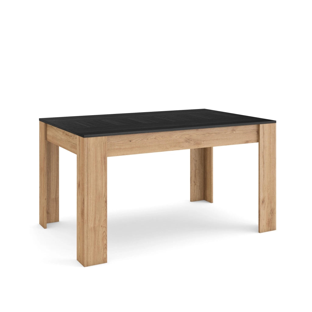 Tavolo da Pranzo, 140x90x76cm, Per 6 persone, Tavolo Cucina, Nero e colore Rovere RF3645