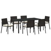 Set da Pranzo per Giardino 7 pz | Set Salotto da Giardino Nero