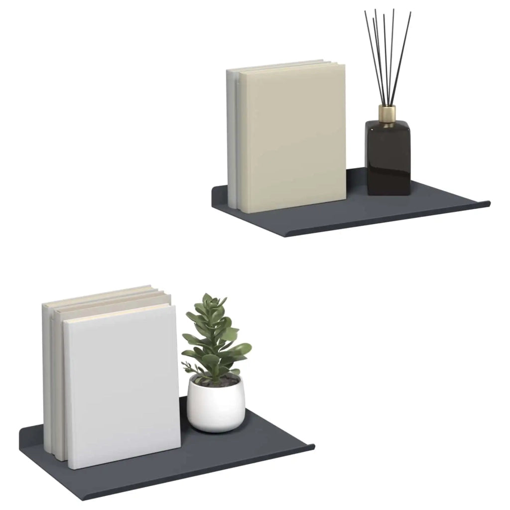 Mensola sospesa 2 pcs Antracite 30 x 18 x 2,5 cm Acciaio 8004000