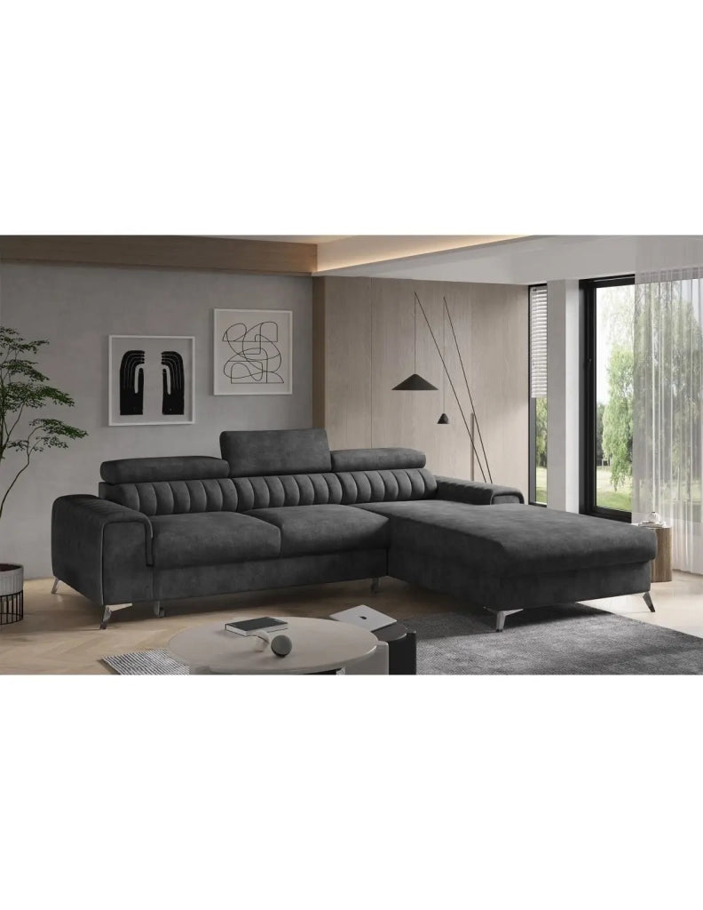 Divano angolare destro Grigio scuro mélange convertibile 3 posti JAYSON con chaise longue