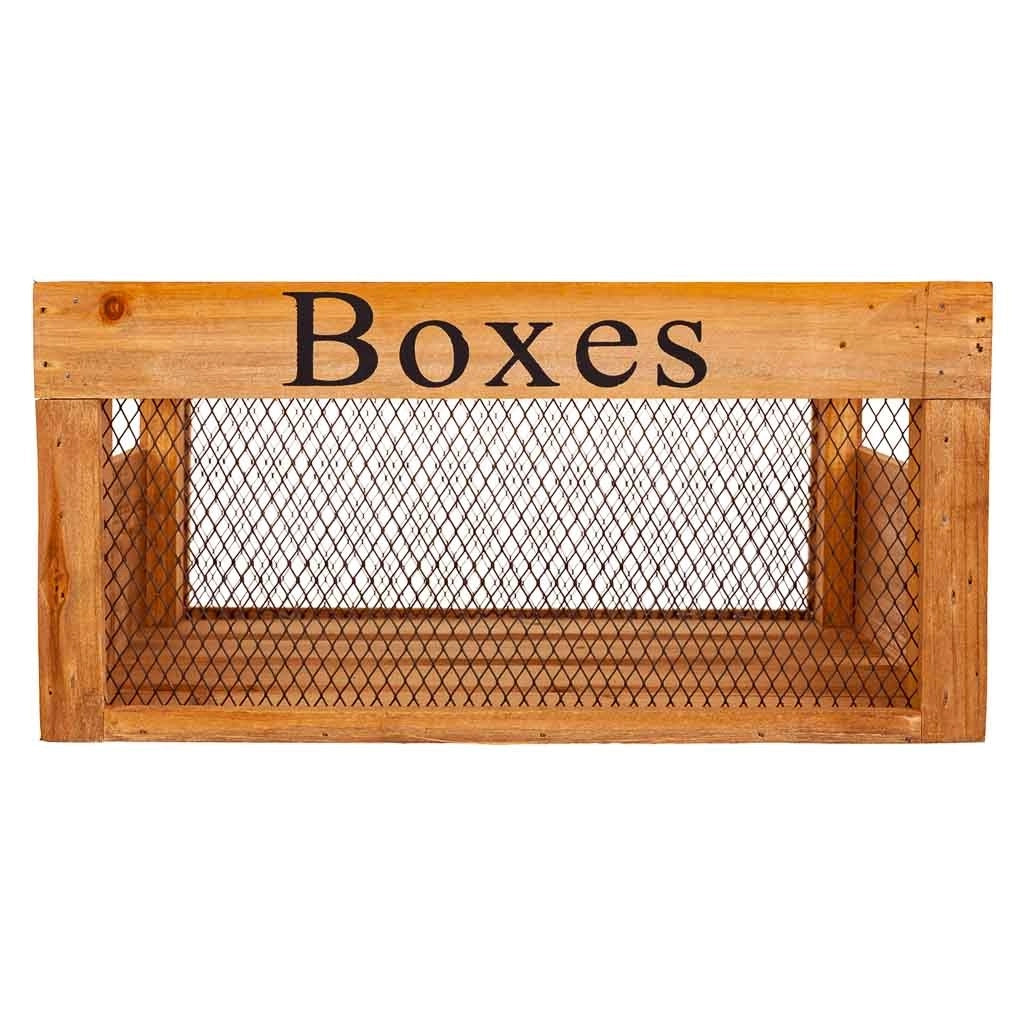 Cassetto in legno e metallo marrone 36x23x17h cm