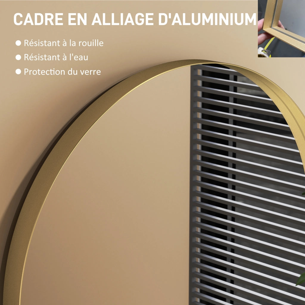 Specchio da Parete Arcuato ¨C Xylo ¨C Cornice in Lega d'Alluminio Oro 50x70cm