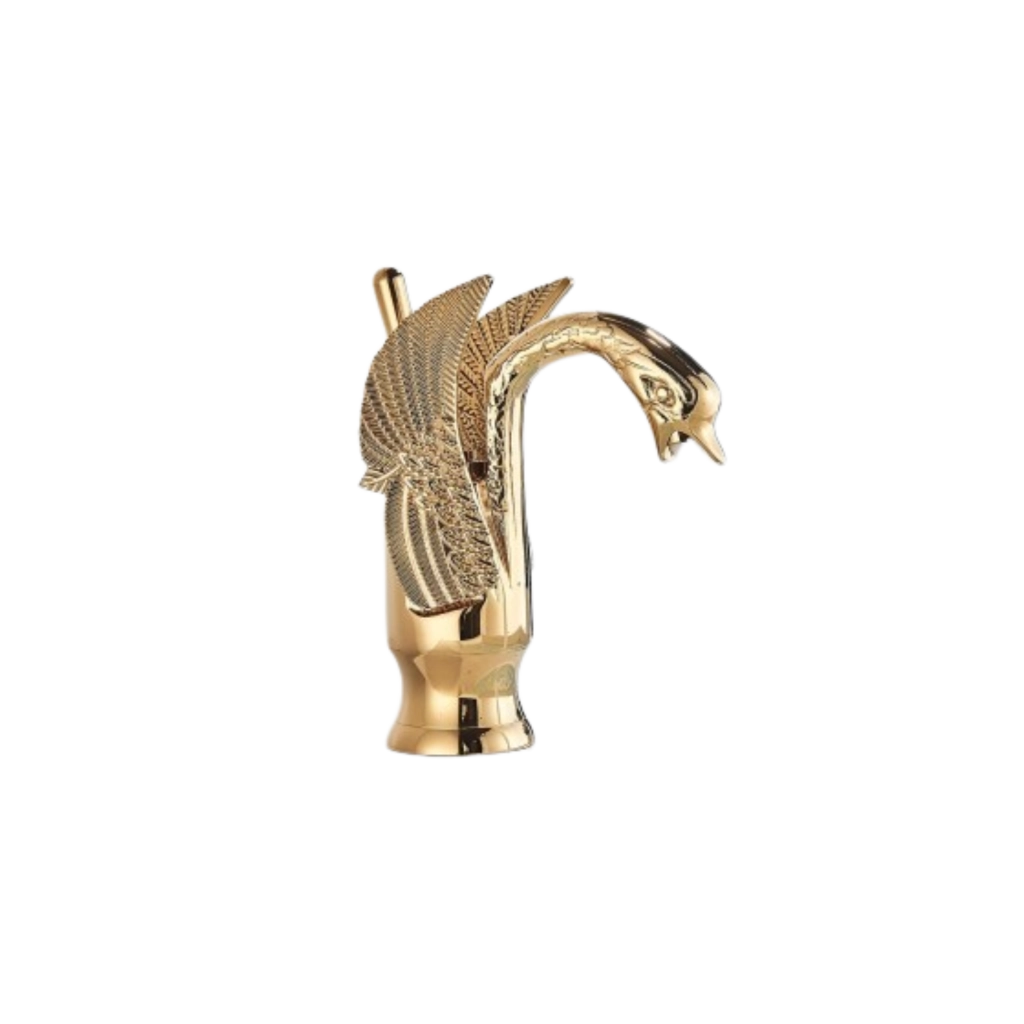 ADRIAN| Rubinetteo da bagno di design in acciaio inox con effetto cigno per lavabo lussuoso oro  | Rubinetto miscelatore bagno 2 attacchi