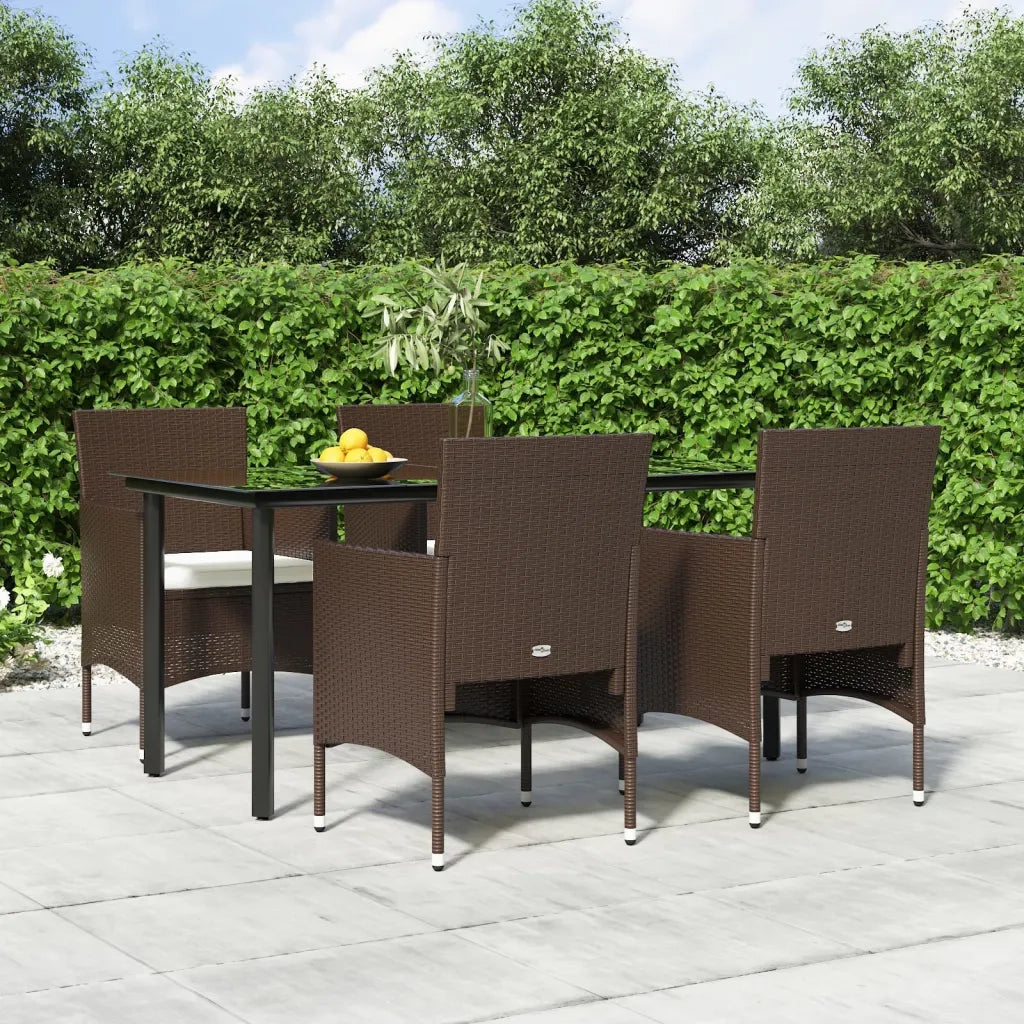 Set da Pranzo da Giardino 5 pz con Cuscini Marrone e Nero cod mxl 50407