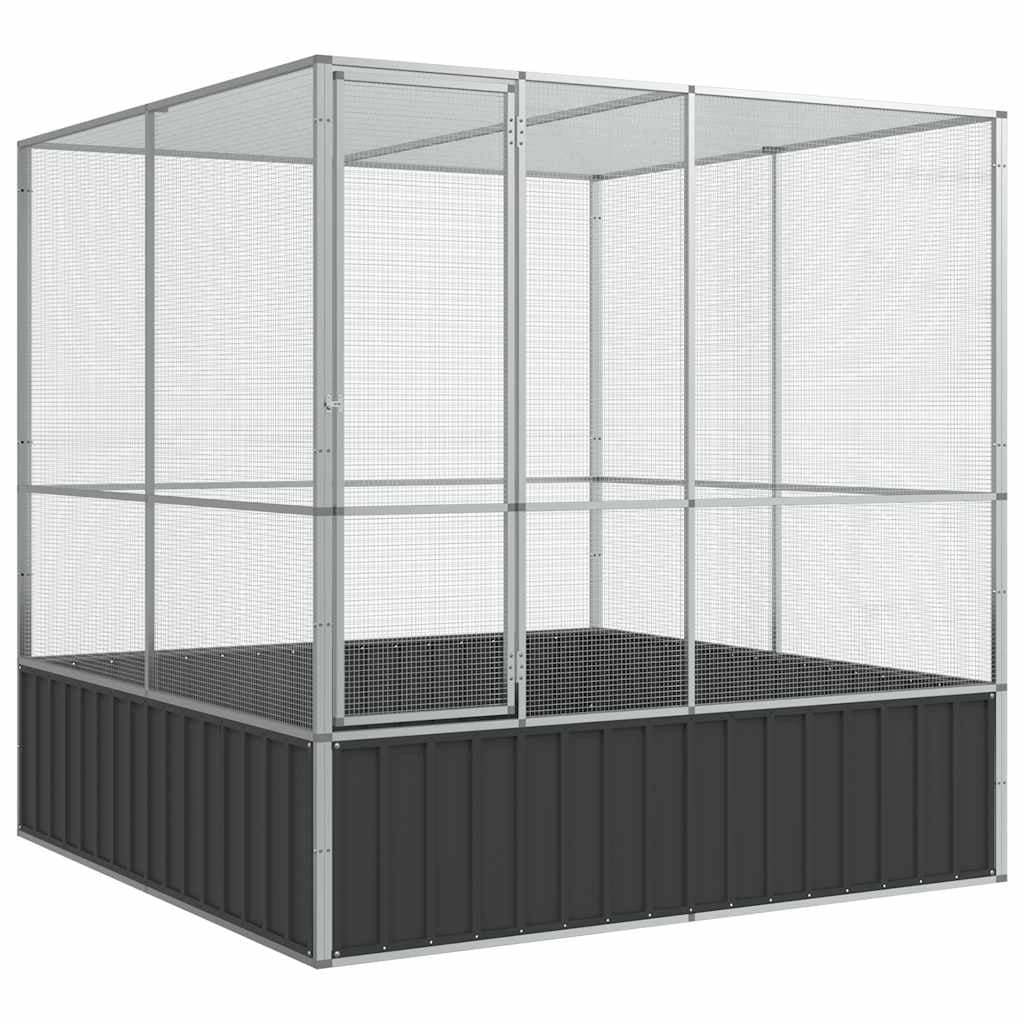 Voliera in gabbia argentata 211 x 207 x 212 cm acciaio Argento 02_0045639