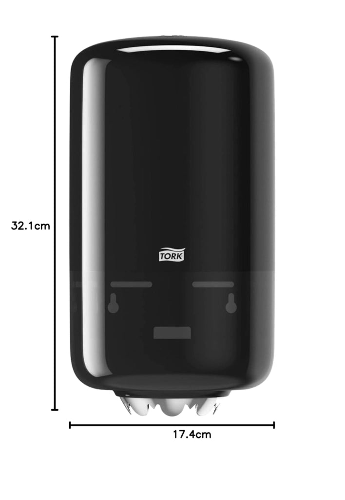 558008 Dispenser per asciugamani ad estrazione centrale Mini, sistema M1, 32,1 cm x 17,4 cm x 16,5 cm (altez. x largh. x profond.), Elevation design, colore nero