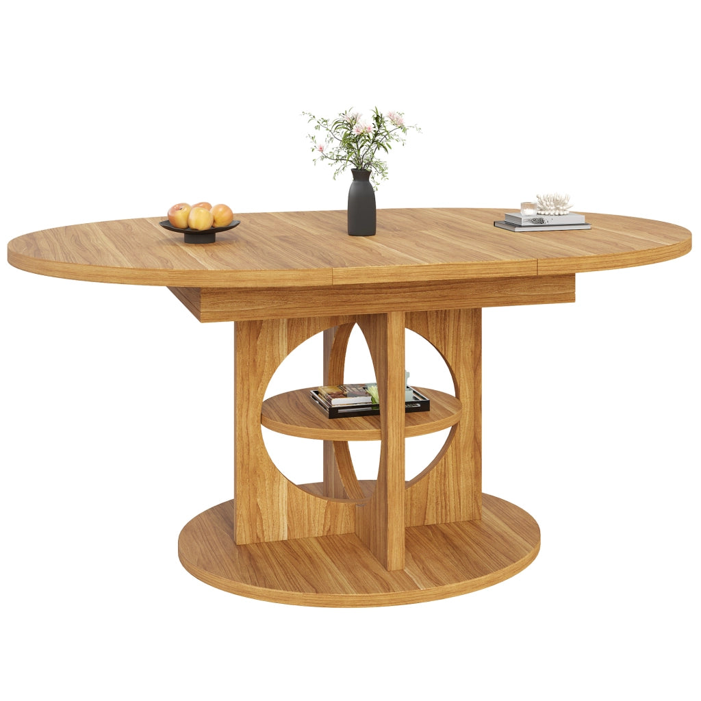 Tavolo da pranzo allungabile 110/150x110x76 cm con vano portaoggetti in MDF naturale