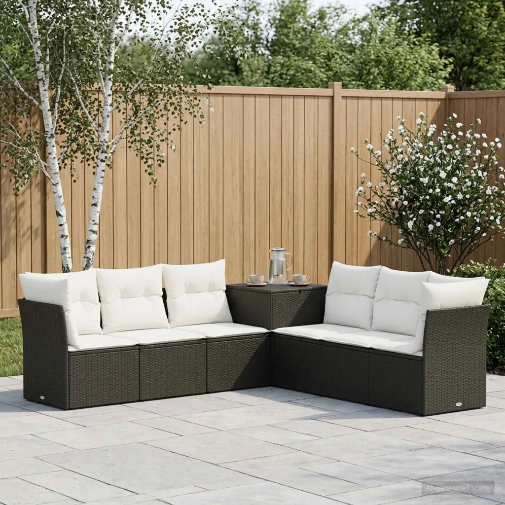 Set di divani 7 pz Nero e Bianco Crema 3448755