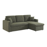 Divano letto angolare reversibile in bouclé, 3 posti, verde kaki