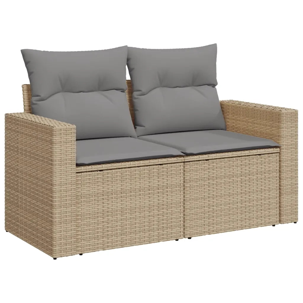 Set Divano da Giardino 5 pz con Cuscini Beige Misto Polyrattan