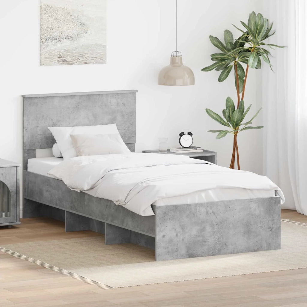 Struttura del letto con testiera Grigio cemento 120 x 123 cm