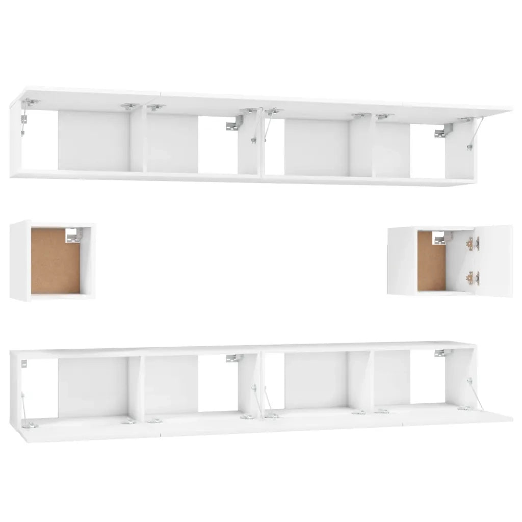 Set di Mobili Porta TV 6 pz-Set di 6 Credenza per TV Bianco in Legno Multistrato 496755