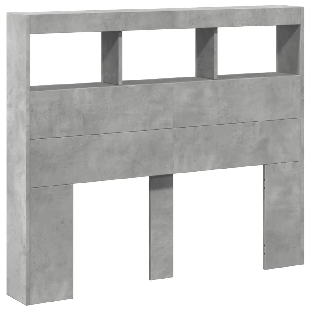 Testiera | Testata con Contenitore a LED Grigio Cemento 120x17x102 cm