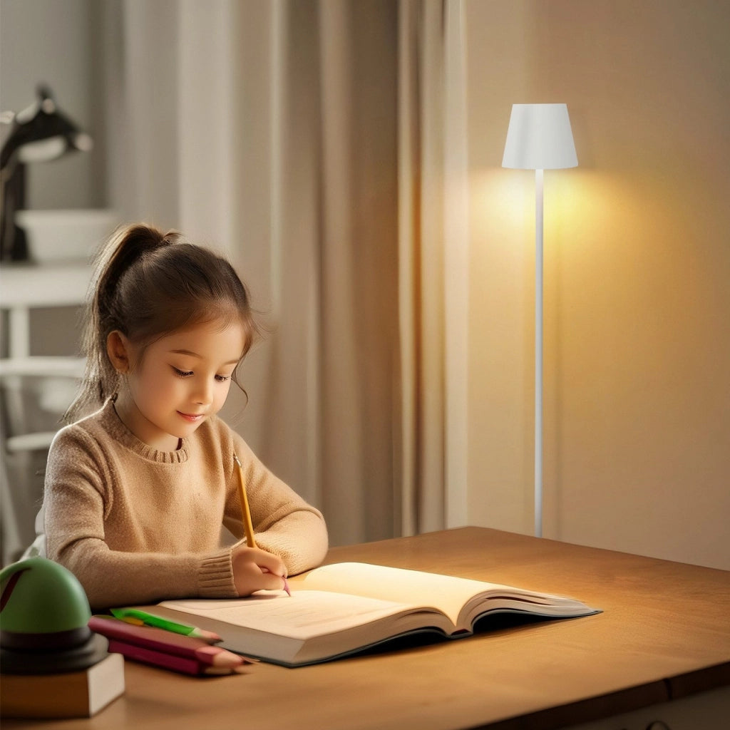 ZMH Lampada da terra LED bianca dimmerabile metallo moderna senza fili 125cm