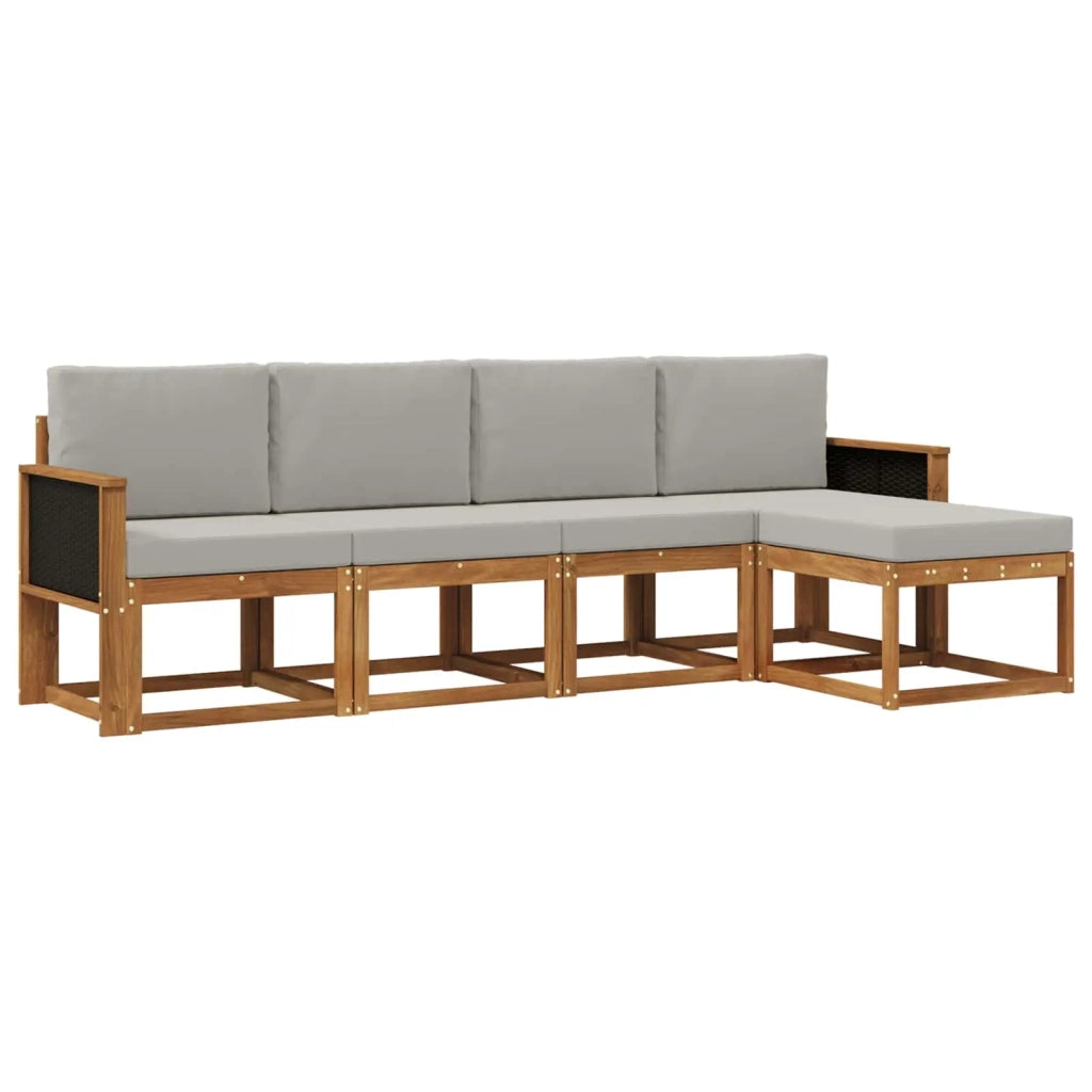 Set di divani da esterno 5 pz Naturale e Grigio Chiaro 3385122