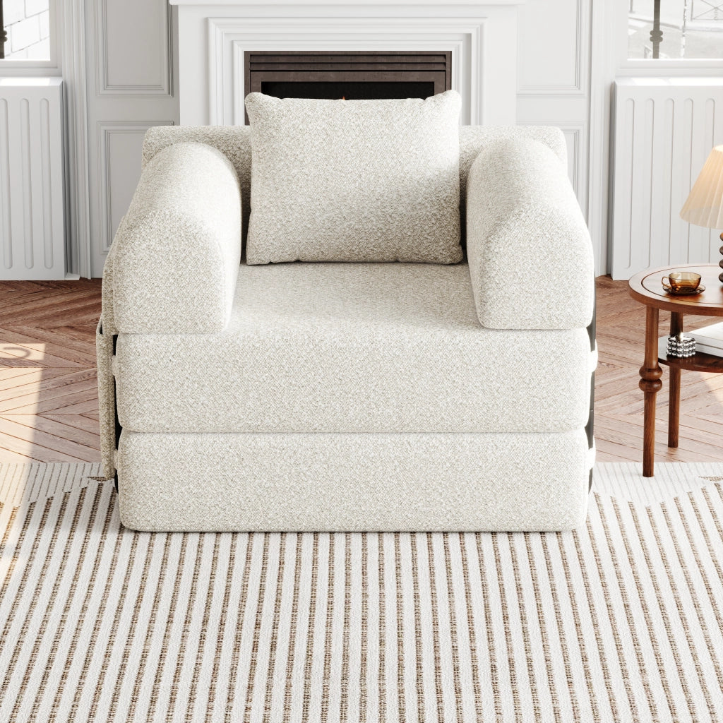 Divano Letto 2 in 1 con Contenitore ¨C Xylo ¨C Struttura Metallo, Tessuto Chenille