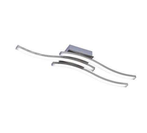 Plafoniera LED 3 luci, metallo, nichel opaco, 56x7x12 cm, Route