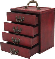 Cassa per gioielli in legno con stile cinese e 4 livelli di caricamento - Organizzatore di accessori per donne con grande capacità.