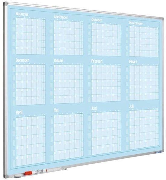 Calendario annuale blu, Profilo Softline, Gennaio-Dicembre, NL-90x120 cm