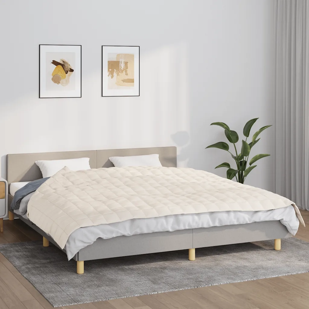 Coperta Ponderata Crema Chiaro 155x220 cm 11 kg Tessuto cod mxl 76961