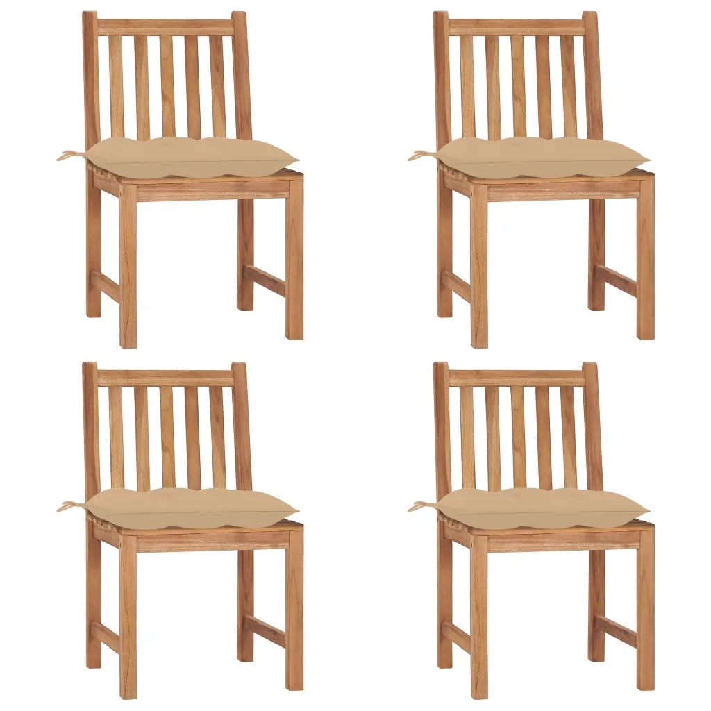 Sedie da Giardino 4 pz con Cuscini in Legno Massello di Teak cod mxl 17522