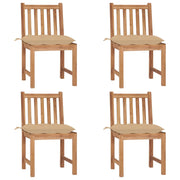 Sedie da Giardino 4 pz con Cuscini in Legno Massello di Teak cod mxl 17522