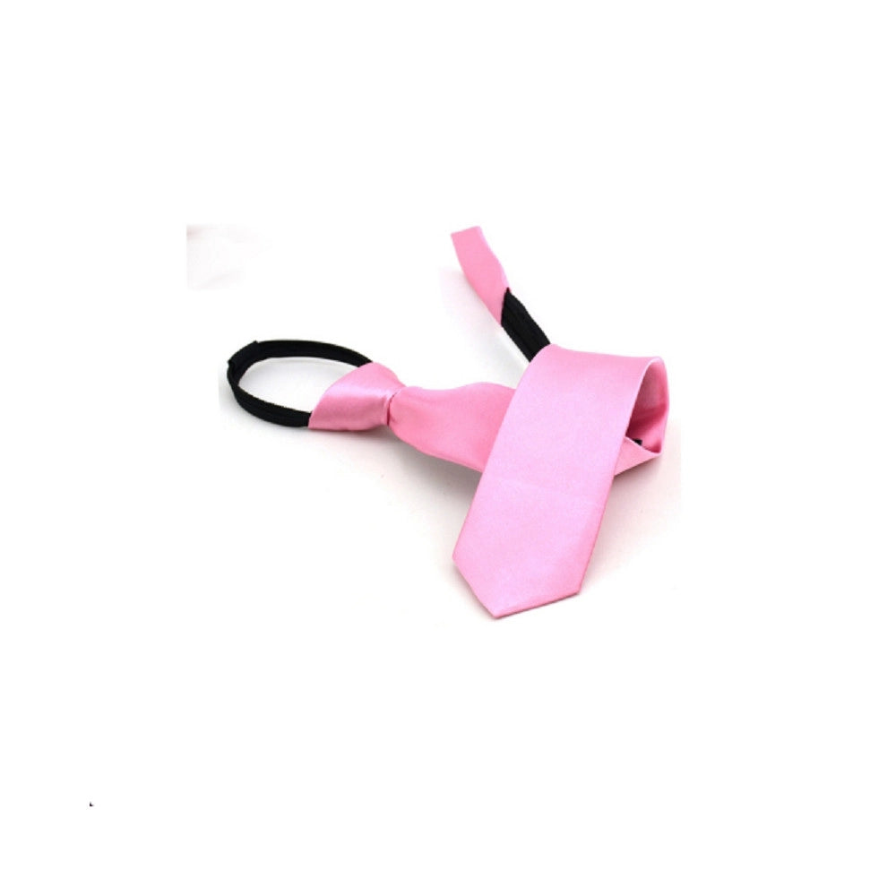 Trade Shop - Cravatta Seta Raso Rosa Chiaro Cravattino Frack Papillon Sottile Uomo Donna Slim -