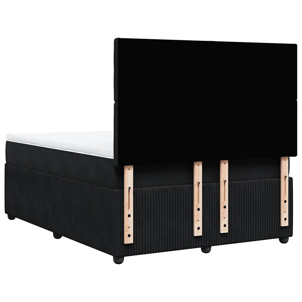 Giroletto a Molle con Materasso Nero 140x200 cm in Velluto 3292372