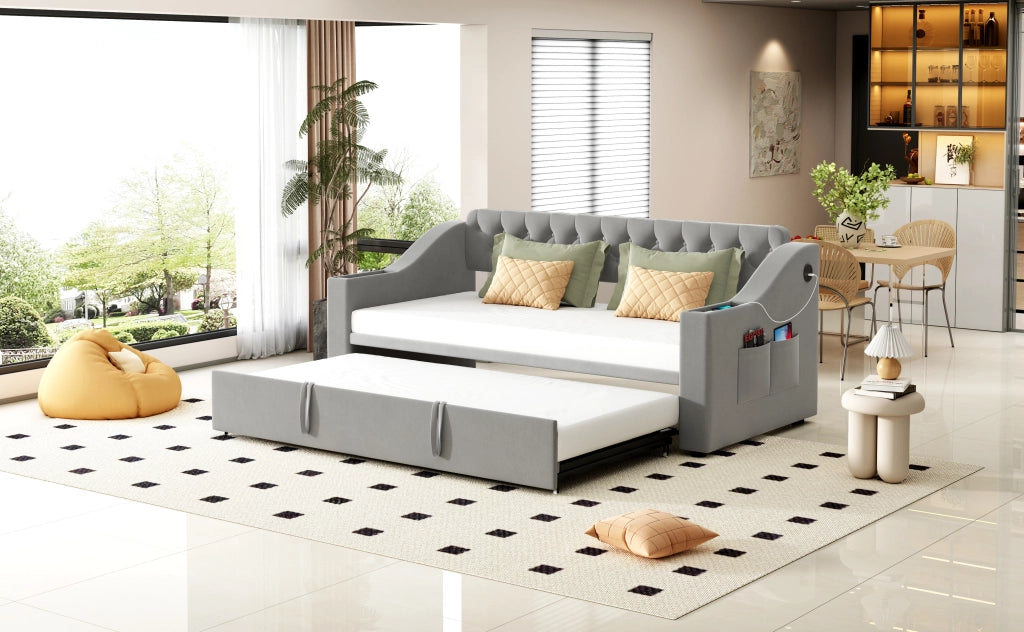 Letto poltrona trasformabile in letto samto grigio 90x190 cm