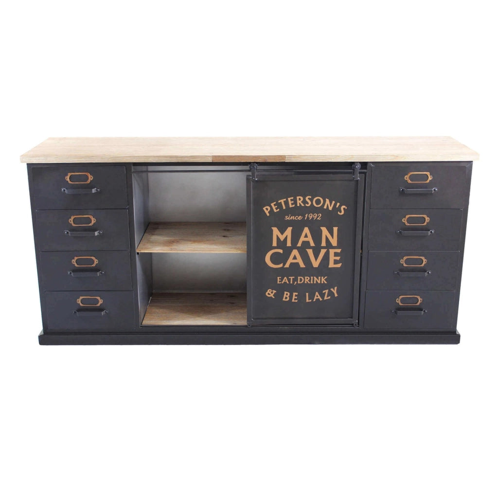 Madia Industrial in Acciaio Legno cm 164 5x40x74 5 - QUINTON