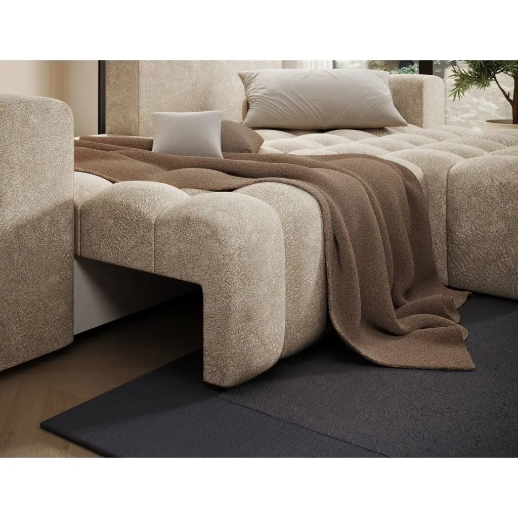 Divano ad angolo convertibile DORY beige 250 cm con vano contenitore angolo destro