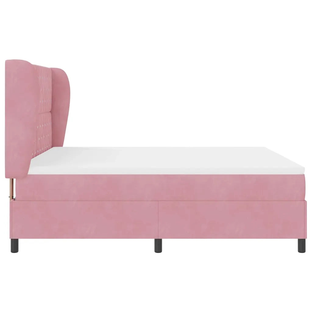 Letto a molle con materasso Rosa 200 x 180 cm Velluto 3340891