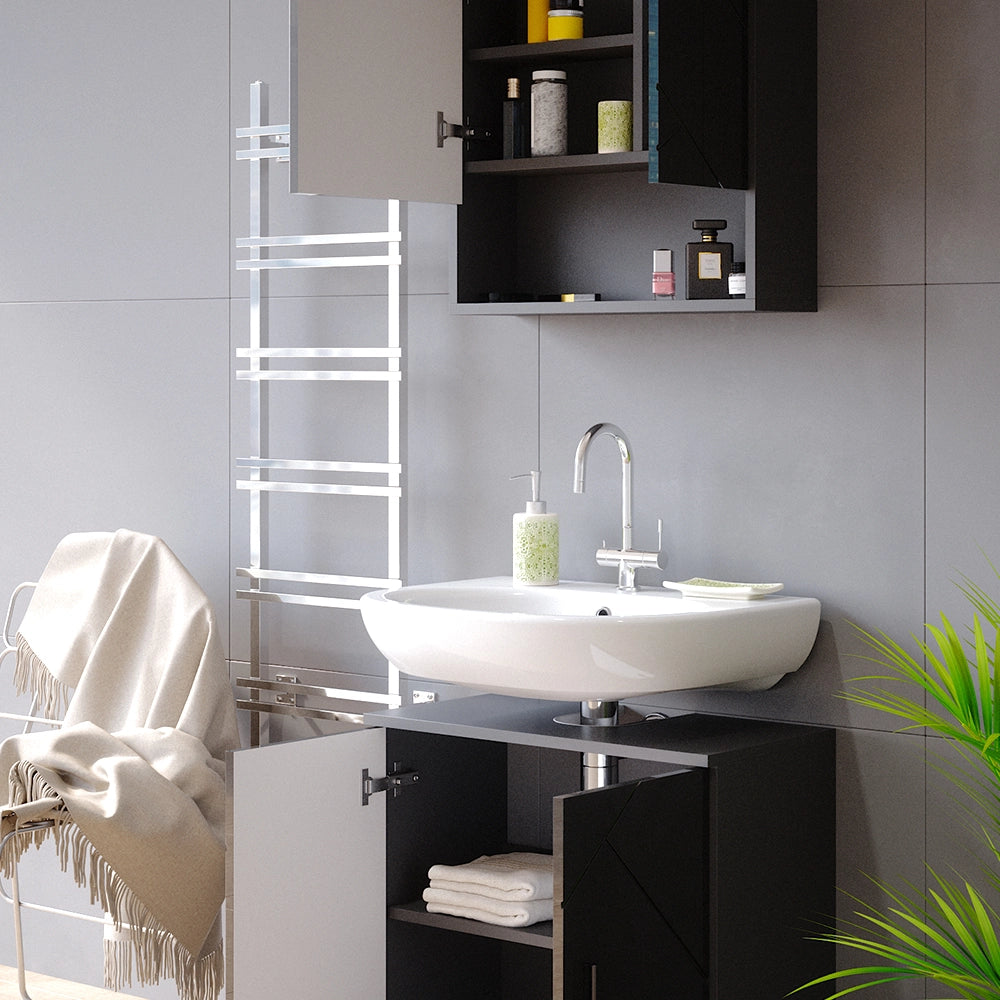 Vicco Set mobili bagno Antracite lucido 2 parti, mobile base 60 cm