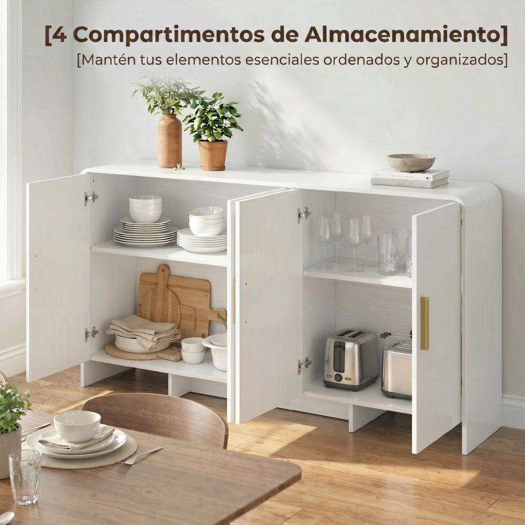 Mobile TV con 4 ante a chiusura morbida e 4 ripiani ¨C Xylo ¨C 152x40x80 cm bianco