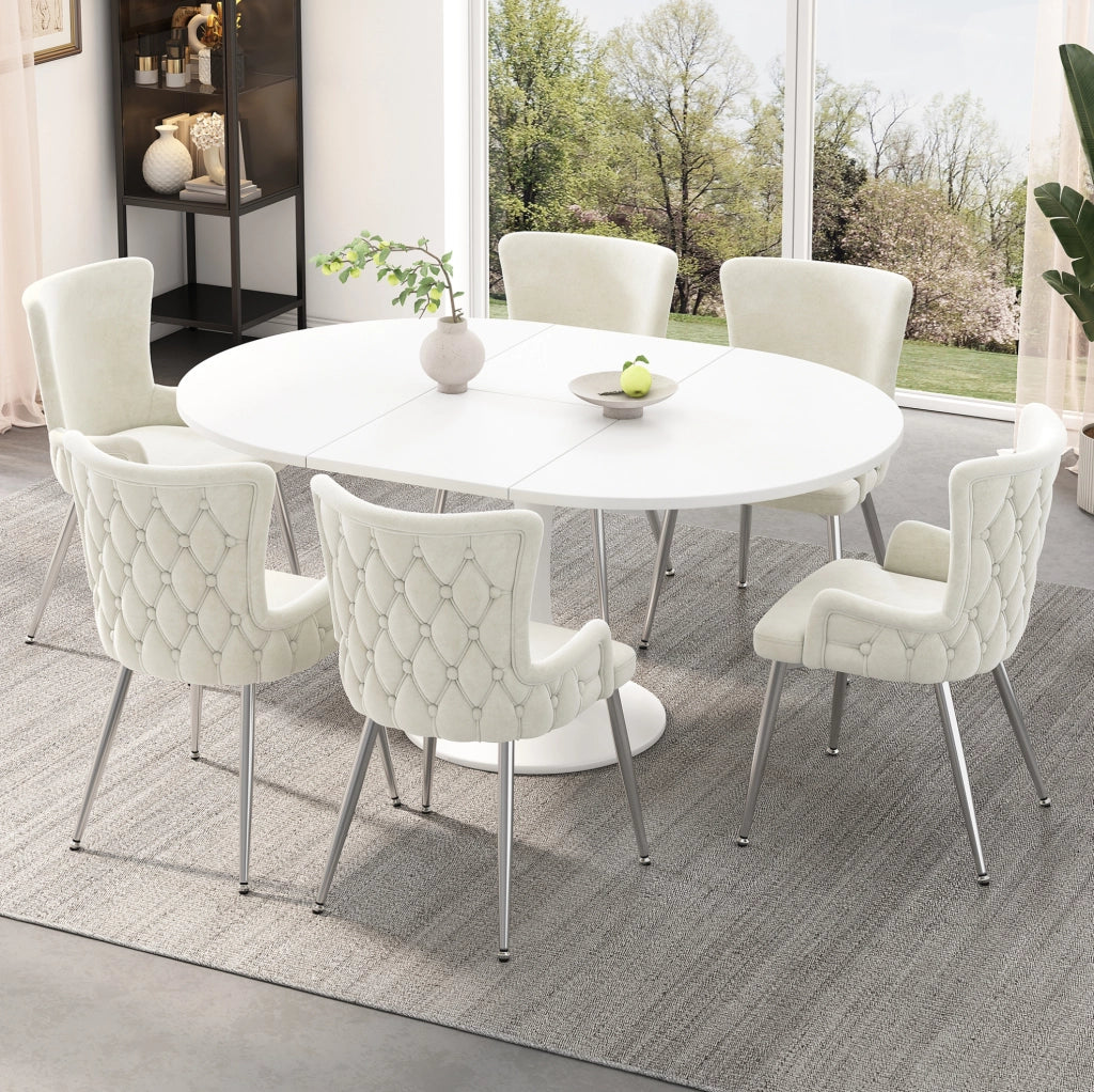 Set di 6 sedie in velluto beige