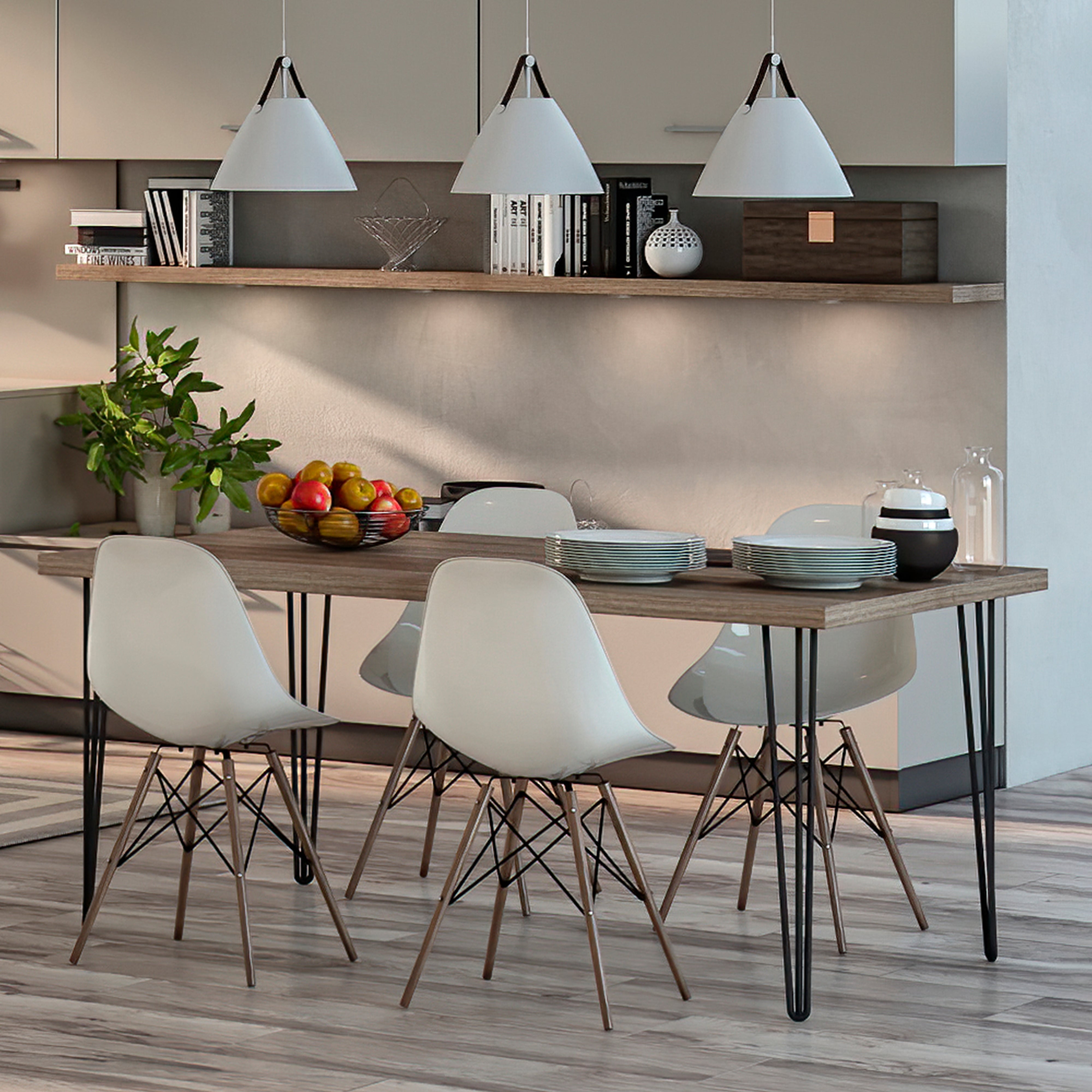 Set di Gambe Hairpin di 3 Bastoncini per Tavolo H710 Verniciato Nero Acciaio Emuca