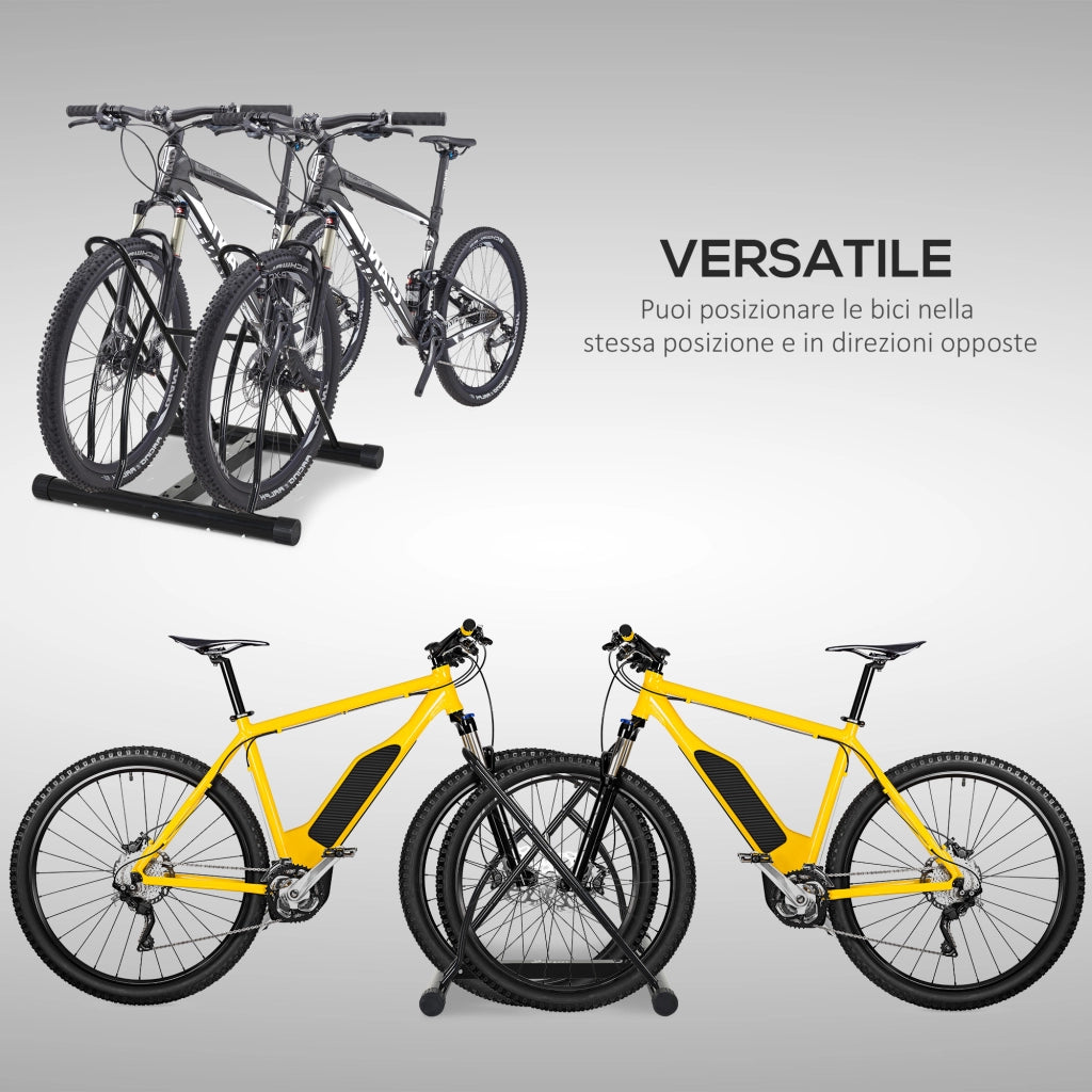 Portabiciclette da Terra per 2 Bici ¨C Zephmum ¨C Acciaio Nero 60x54x57cm