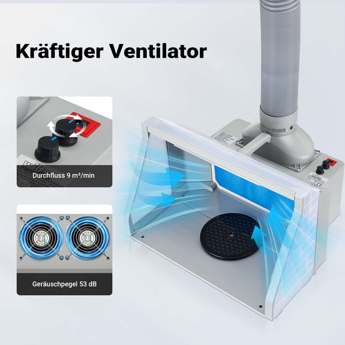 Cabina di aspirazione per verniciatura 9m³/min con LED, manopola e doppia ventola Regolabile