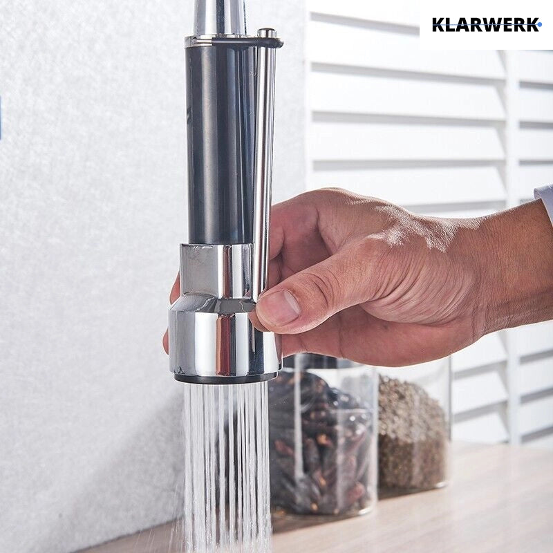 Björn | Herraje de pared para gastronomía argent brillante Grifo  cocina profesional de acero inoxidable con dos duchas|doble lavabo pared restaurante