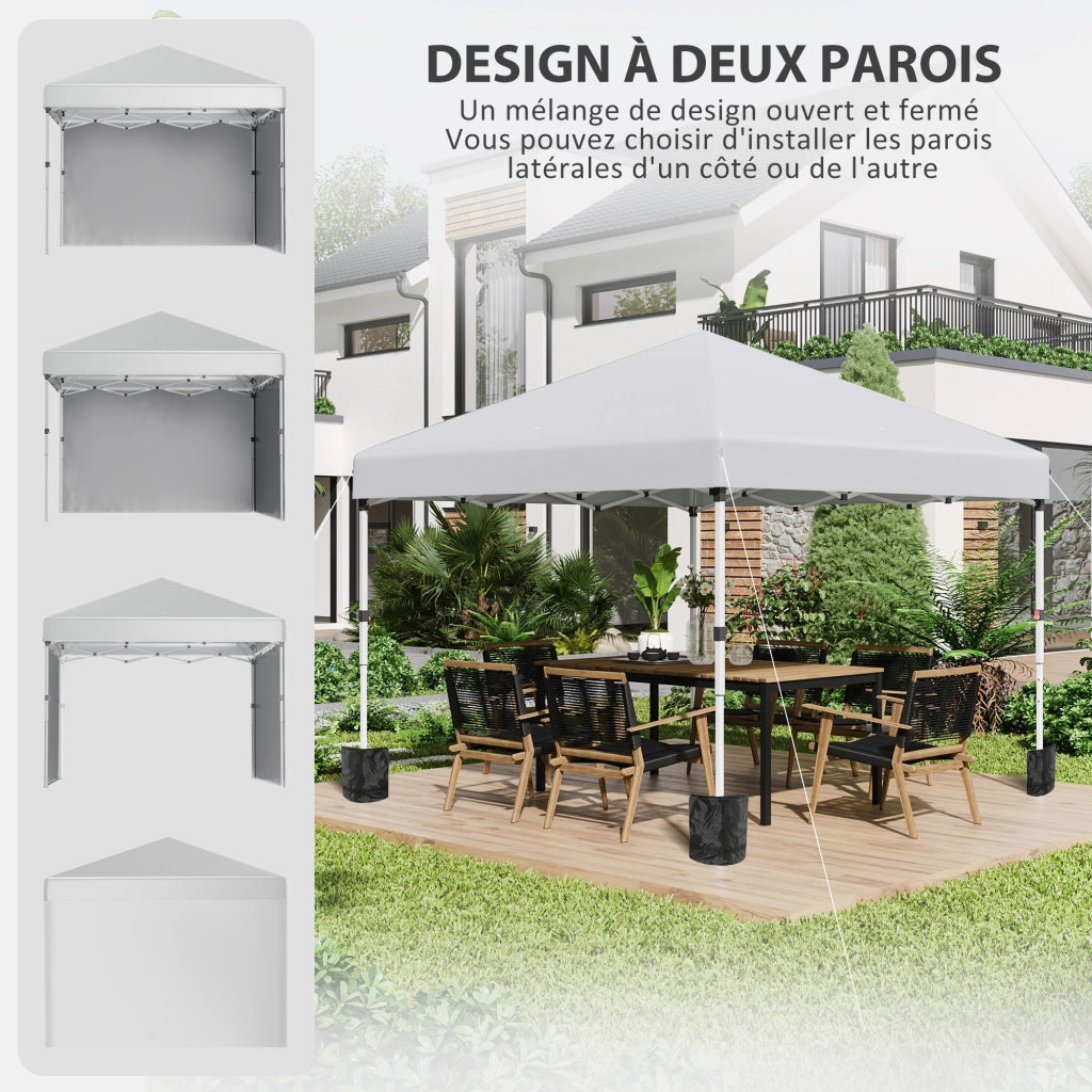 Tonnelle da giardino pop-up regolabile in altezza con protezione laterale ¨C zephmum ¨C 297x297x288 cm bianco