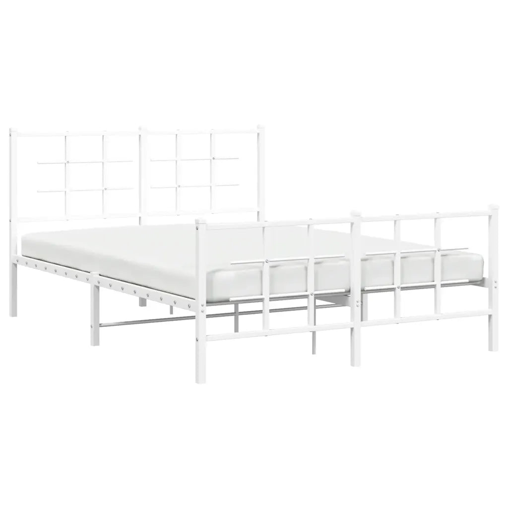 Giroletto con Testiera e Pediera Metallo Bianco 135x190 cm 355627