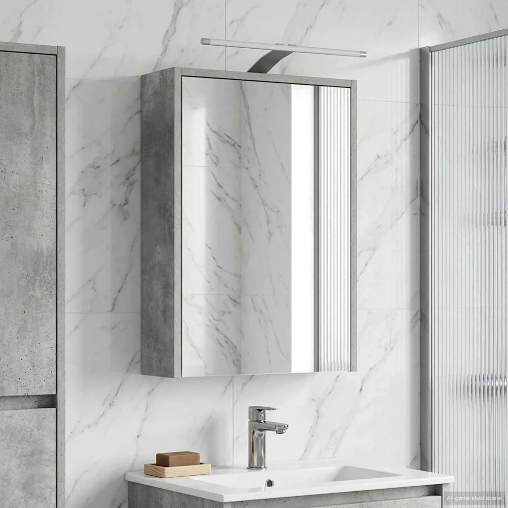 Mobiletto per specchio da bagno con lo scaffale Grigio cemento