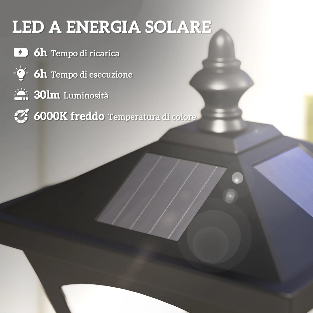 EasyComfort Lampada da Giardino a LED a Energia Solare Impermeabile IP44, 15x15x177 cm, Nero