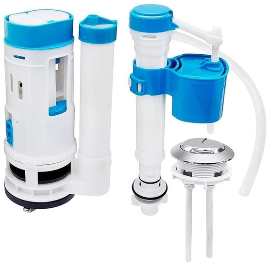 Accessori per WC - Spillo Regolabile a Doppio Funzionamento - Manopola Regolabile per Cisterna - Materiale RVS - Accessori Anti Ruggine - Altezza 19-33 cm - Rotazione 360 Gradi - Cisterna del WC