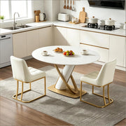 Set di 2 chaise da pranzo in velluto con schienale ergonomico e piedini regolabili in metallo beige